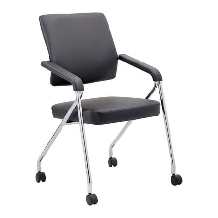 Boss Office Products Boss Training Chair with Arms -Vinyl - Black - Set of 2 B1800-CP-2